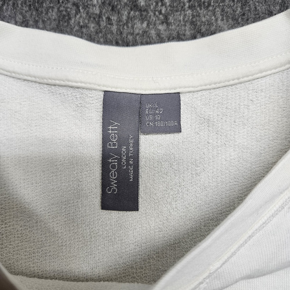 Sweaty Betty Sweatshirt Womens Large White Terry Raglan Pullover Crewneck - Picture 3 of 12